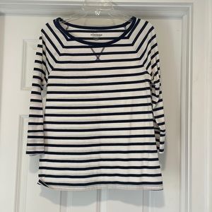 Navy and White Striped Long Sleeved Shirt